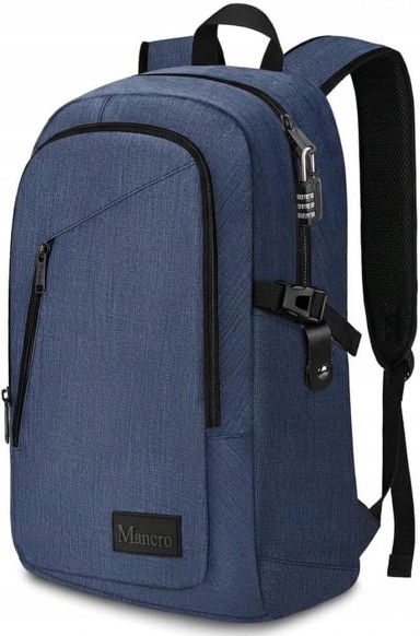 Ruksak za laptop s protuprovalnom zaštitom 15,6" s USB-om, vodootporni, 1006, plava